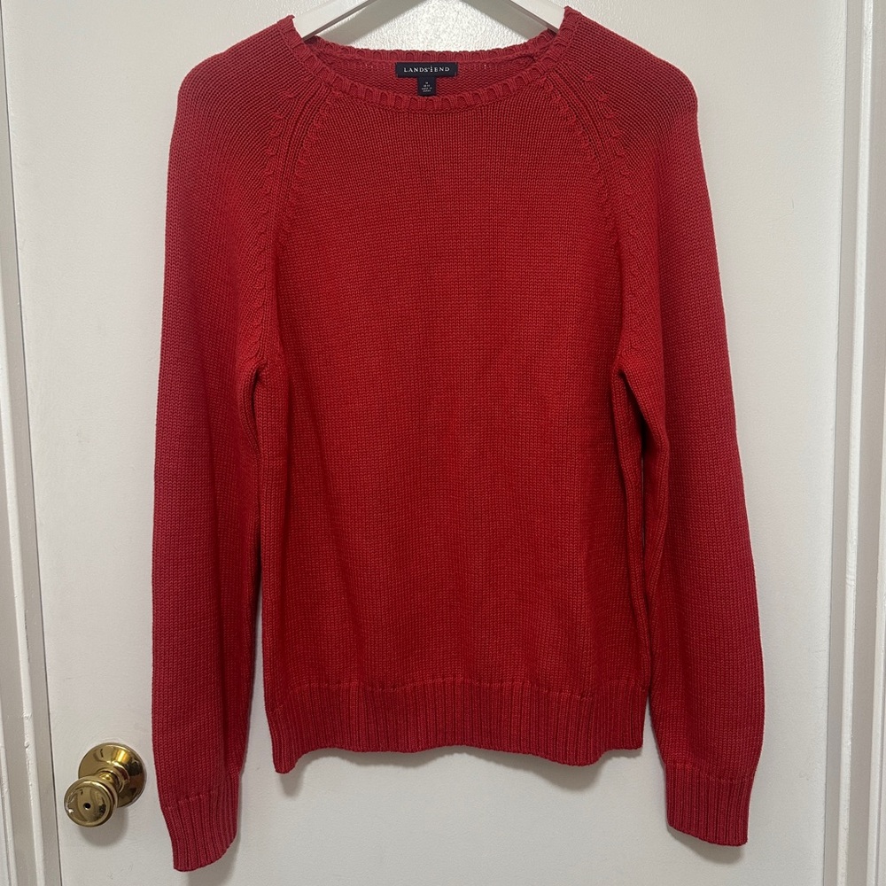 Lands’ End Sweater Red Women’s Long Sleeve Crew Neck Size M